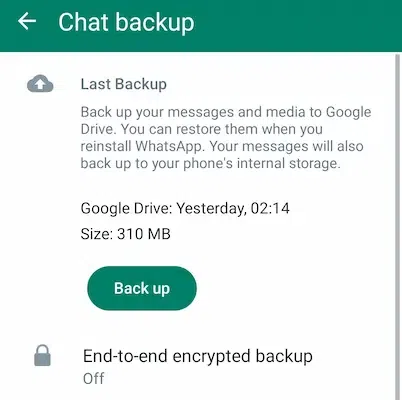 Click on Backup and Select Backup Frequency